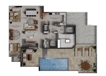 Planta Cobertura 474m²  piso superior